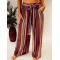 Ethnic pattern stripe pattern with waistband wide leg pants