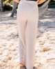 Sand color knitted wide pants