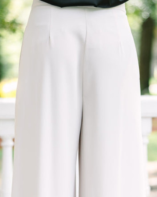 Cream White Wide Leg Trousers