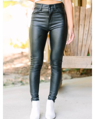 All Black Faux Leather Pants