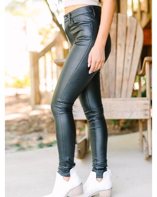 All Black Faux Leather Pants