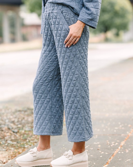 Denim Blue Quilted Pants