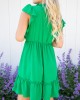 Green ruffled sleeve mini dress