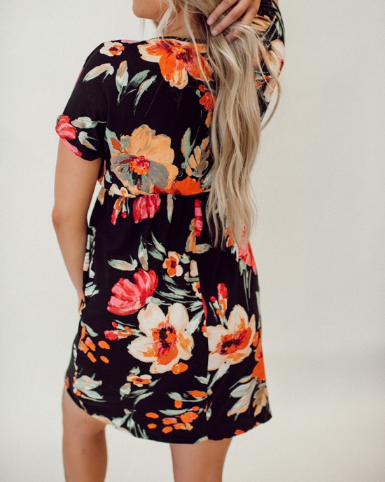 Tropical floral pattern dress