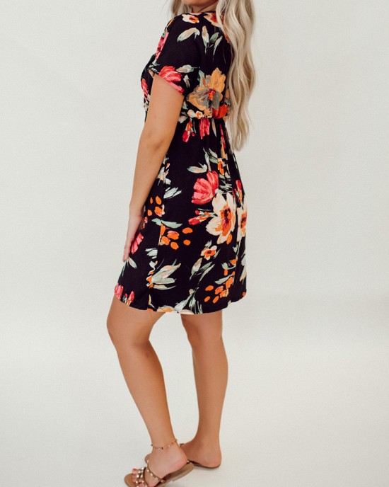 Tropical floral pattern dress