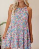 Floral patterned lace up hollowed out dress