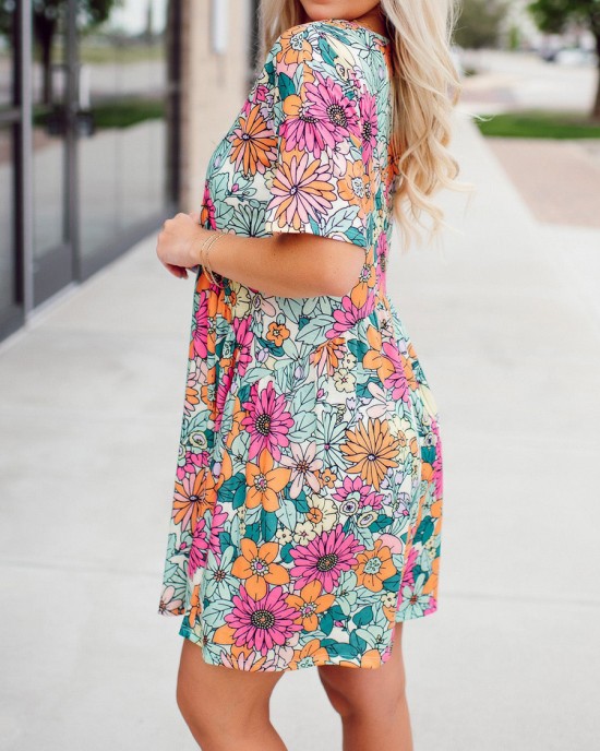 Blooming Flower Pattern Dress