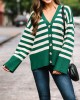 Green Striped Cardigan