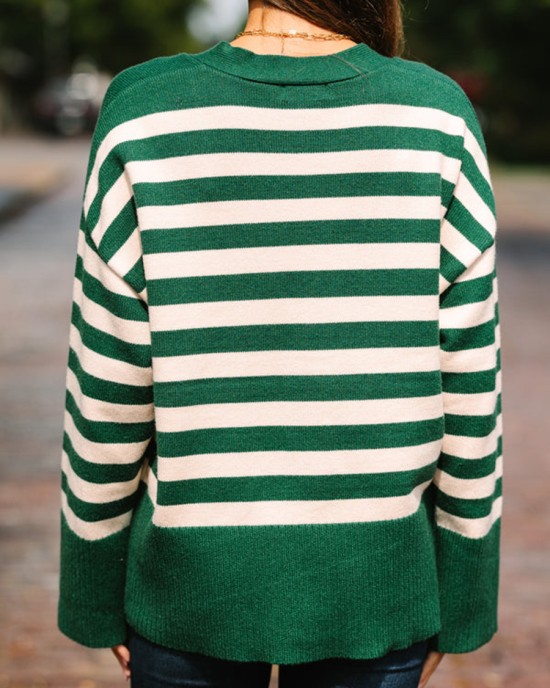 Green Striped Cardigan