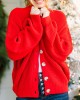 Red Bubble Sleeve Cardigan