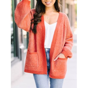 Orange Ribbed Cardigan