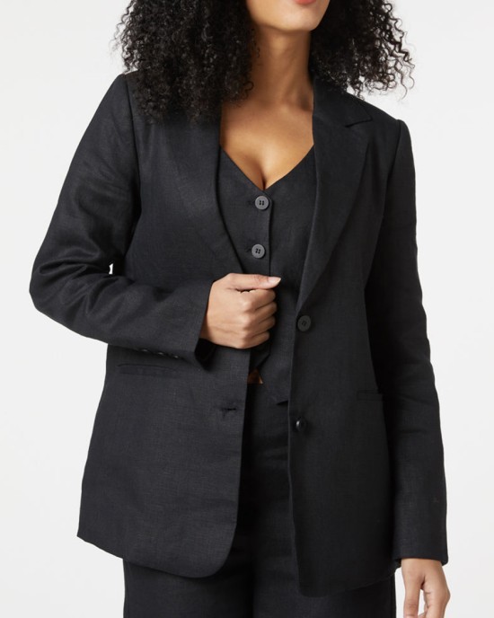 Women's black linen blazer