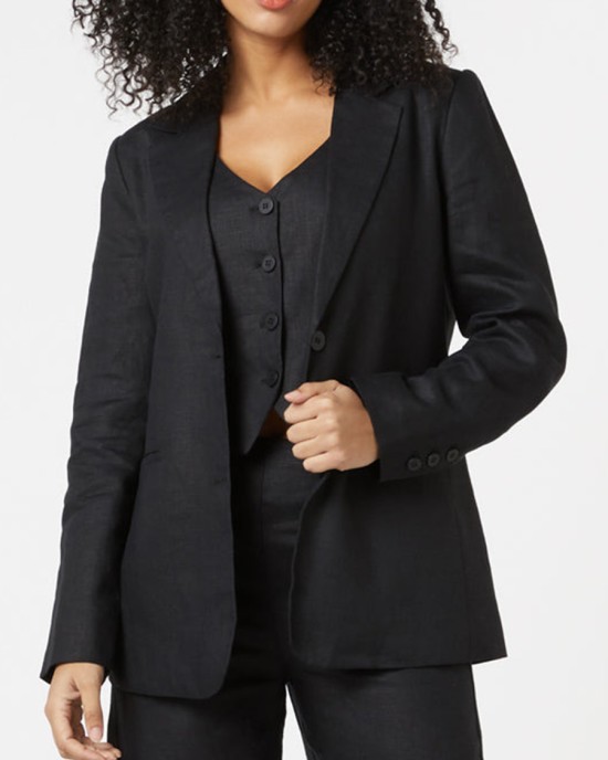 Women's black linen blazer