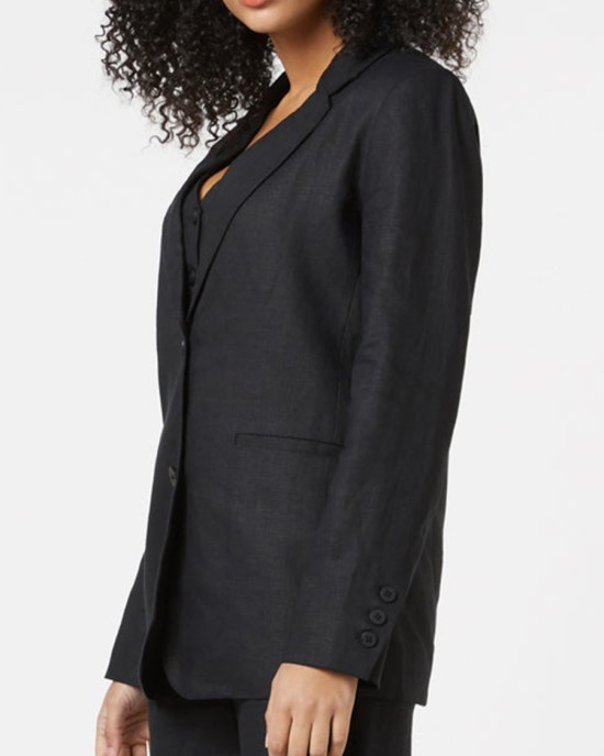 Women's black linen blazer