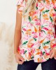 Pink and orange floral pattern pleated top