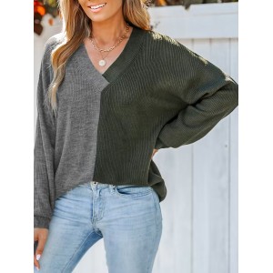 Two-tone ribbed sweatshirt