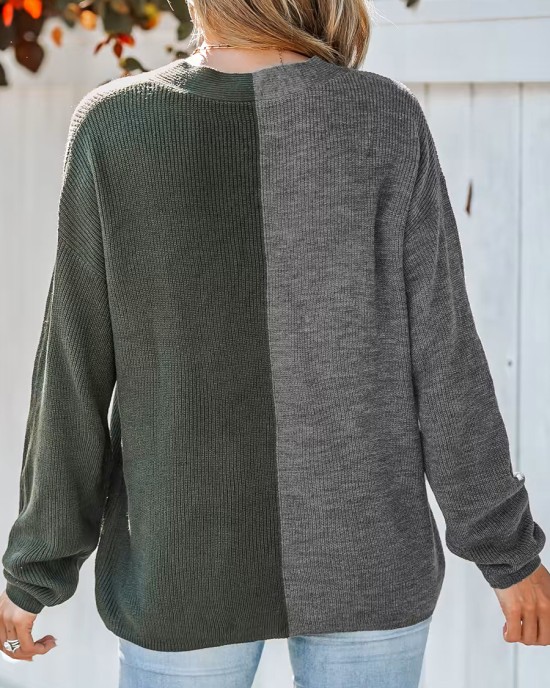 Two-tone ribbed sweatshirt