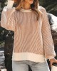 women's casual striped crew neck sweater