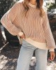 women's casual striped crew neck sweater