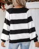 Women's Striped One Shoulder Plush Knitted Sweater