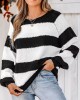 Women's Striped One Shoulder Plush Knitted Sweater