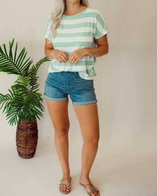 Green striped pocket T-shirt