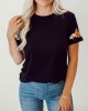 Rose embroidered black T-shirt