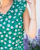 Green floral ruffled short sleeved shirt