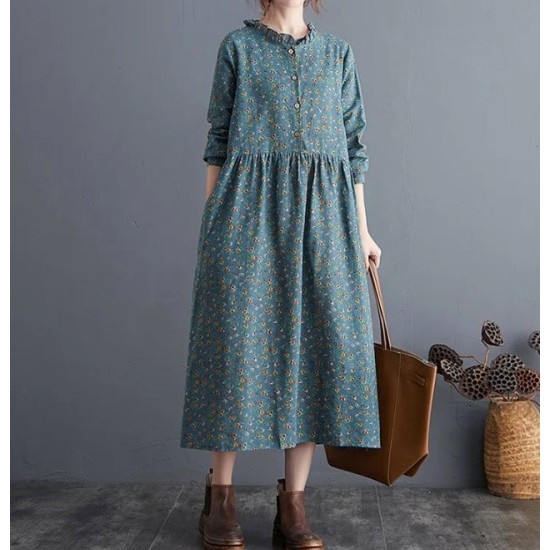 Elegant Midi Long Romantic Party Dress Autumn A-Line Dress Elegant Midi Long Romantic Party Dress Autumn A-Line Dress