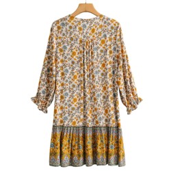 Floral Print Vestido Bohemian Dress
