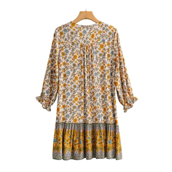 Floral Print Vestido Bohemian Dress
