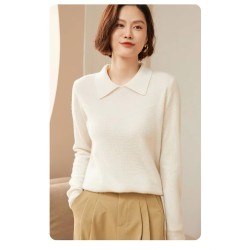 Women's Turn-Down Collar Cardigan Cashmere Sweater Thick Soft Warm Cashmere 