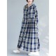 Casual Hooded Trench Coat Long Sleeve Single Breasted Plaid Cotton Office Lady Dress Casual Hooded Trench Coat Long Sleeve Single Breasted Plaid Cotton Office Lady Dress