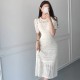 Casual Chic Slim Out Dresses O Neck Short Sleeve Wrap Hip Knitted Dress Casual Chic Slim Out Dresses O Neck Short Sleeve Wrap Hip Knitted Dress