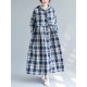 Casual Hooded Trench Coat Long Sleeve Single Breasted Plaid Cotton Office Lady Dress Casual Hooded Trench Coat Long Sleeve Single Breasted Plaid Cotton Office Lady Dress