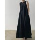 Cotton Linen Sleeveless Women's Long Dresses Solid O-Neck Style Cotton Linen Sleeveless Women's Long Dresses Solid O-Neck Style