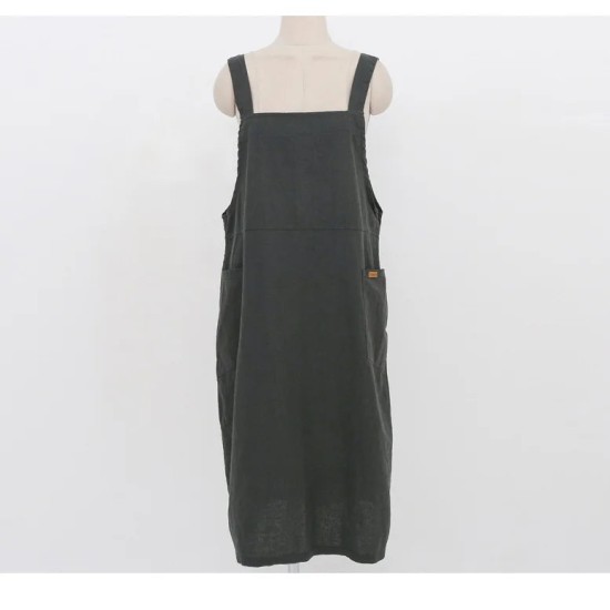 Fashion Cotton Linen Spaghetti Strap Dress Loose Pockets Fashion Cotton Linen Spaghetti Strap Dress Loose Pockets