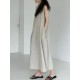 Cotton Linen Sleeveless Women's Long Dresses Solid O-Neck Style Cotton Linen Sleeveless Women's Long Dresses Solid O-Neck Style
