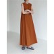 Cotton Linen Sleeveless Women's Long Dresses Solid O-Neck Style Cotton Linen Sleeveless Women's Long Dresses Solid O-Neck Style