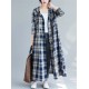 Casual Hooded Trench Coat Long Sleeve Single Breasted Plaid Cotton Office Lady Dress Casual Hooded Trench Coat Long Sleeve Single Breasted Plaid Cotton Office Lady Dress