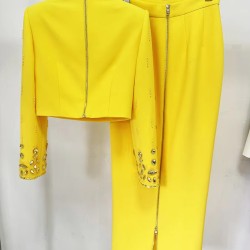 Fashion New Heavy Inlaid Short Top Dress Suit Two-Piece Set