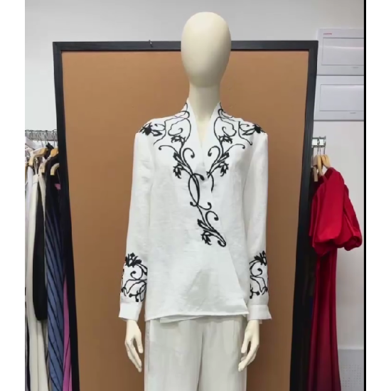 Women's Blouse Embroidered Simple Fashion Long Sleeve Top Women's Blouse Embroidered Simple Fashion Long Sleeve Top