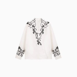 Women's Blouse Embroidered Simple Fashion Long Sleeve Top 