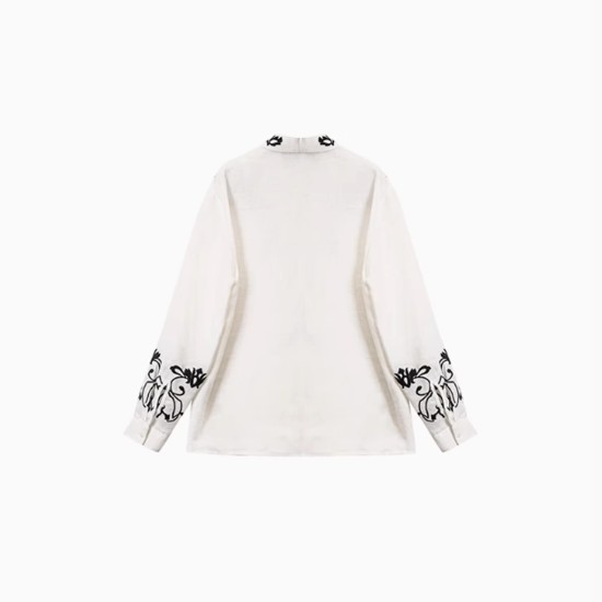 Women's Blouse Embroidered Simple Fashion Long Sleeve Top Women's Blouse Embroidered Simple Fashion Long Sleeve Top