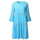 Boho Solid Crew Neck Hollow Out Splice Dress Boho Solid Crew Neck Hollow Out Splice Dress