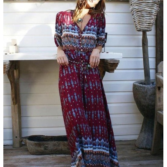 Bohemia Floral Print Long Maxi Dresses Bohemia Floral Print Long Maxi Dresses