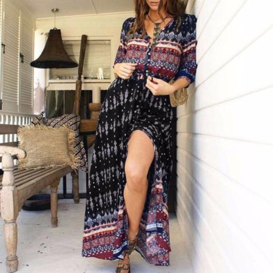 Bohemia Floral Print Long Maxi Dresses Bohemia Floral Print Long Maxi Dresses