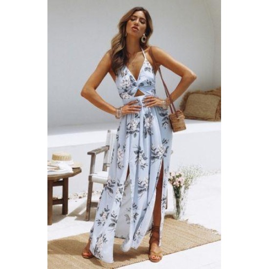 Boho Floral Halter Maxi Long Dress Boho Floral Halter Maxi Long Dress