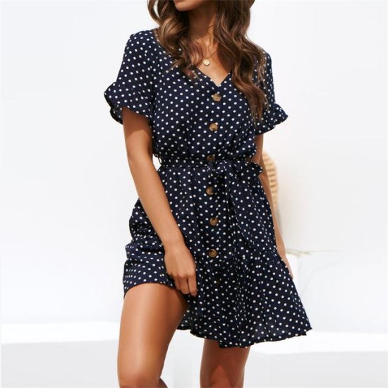Chiffon Dress Polka Dot Boho Beach Dress Chiffon Dress Polka Dot Boho Beach Dress