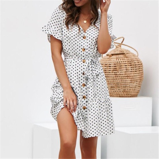 Chiffon Dress Polka Dot Boho Beach Dress Chiffon Dress Polka Dot Boho Beach Dress